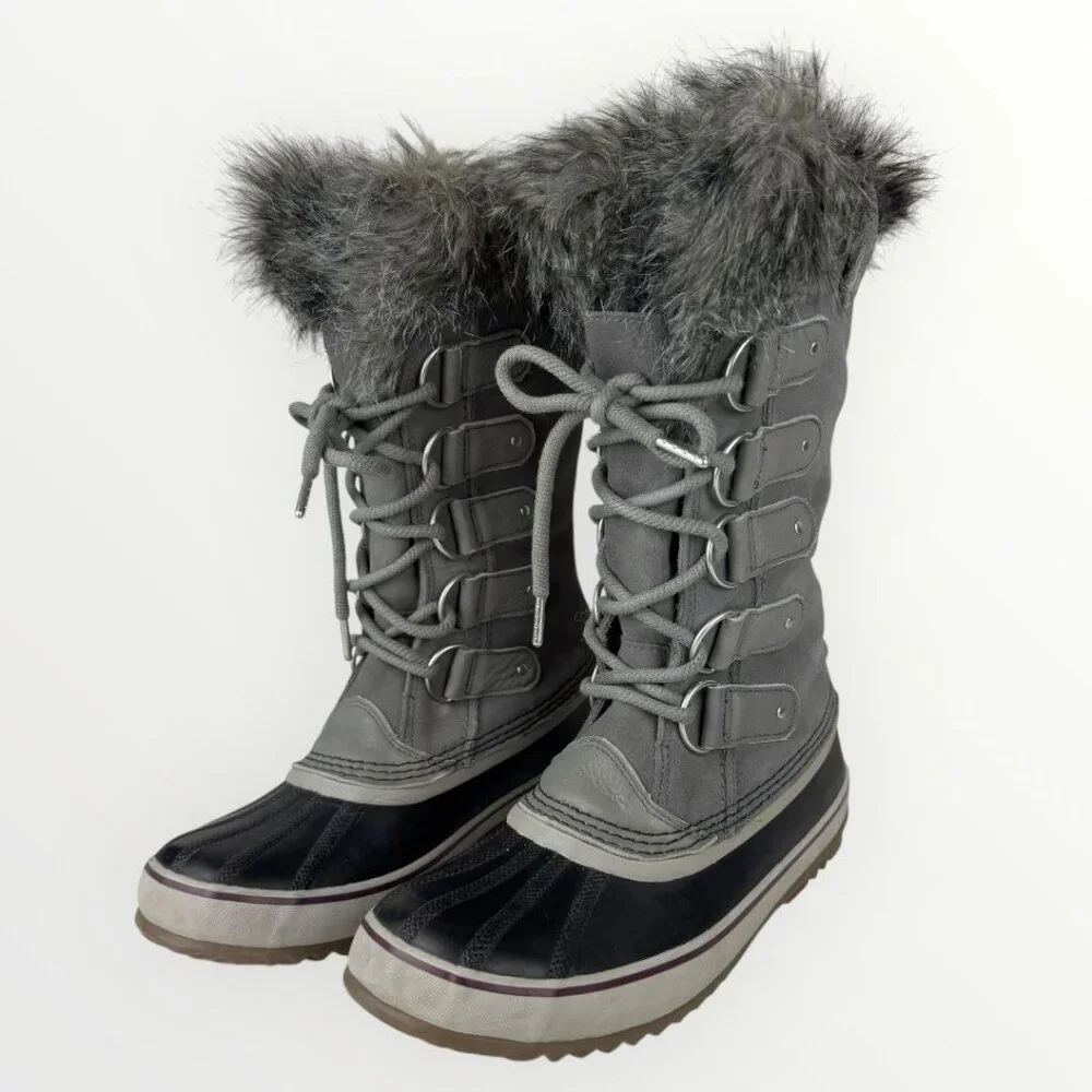 Sorel Women's Gray and Black Faux Fur Winter Boots